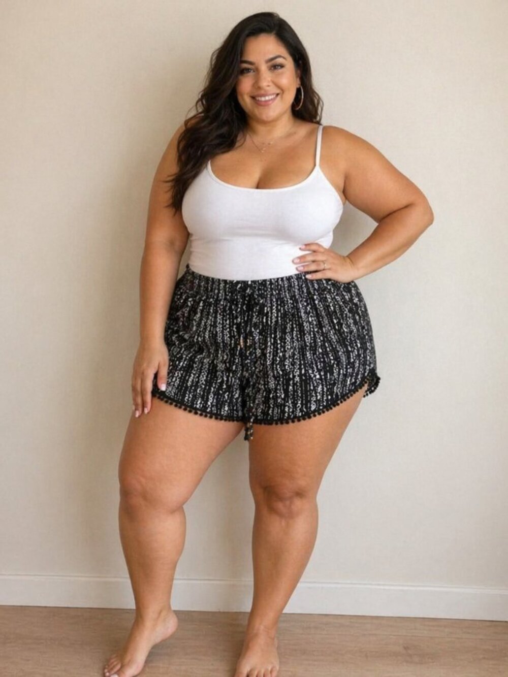 ✨2/$20 NWT City Chic Scoop Print Shorts Black Wht XL Women's Plus Size 22 Beachy - Picture 15 of 15